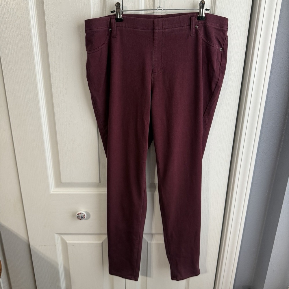 Time & Tru Metropolis Burgundy Pull On Skinny Pants Women's Size XL Office Boho